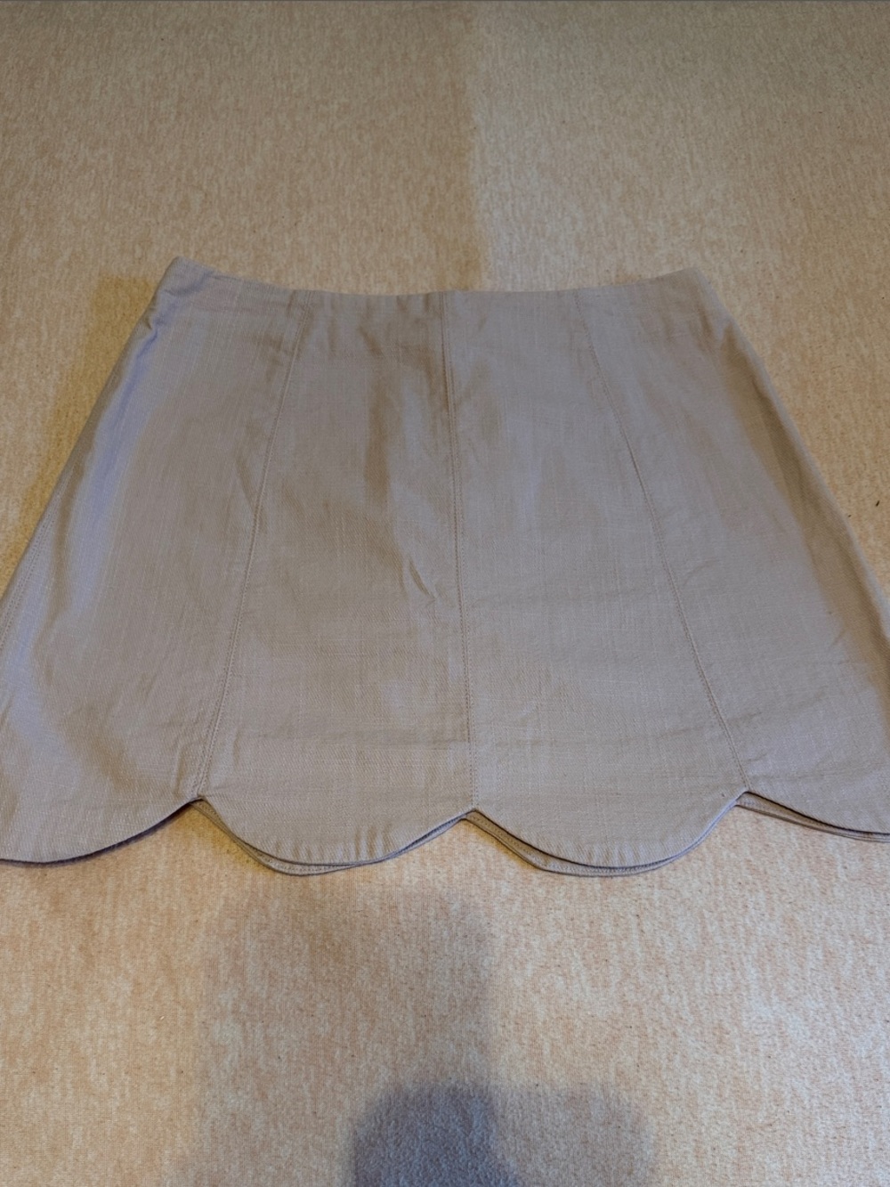 Altar'd State Scalloped Hem Mini Skirt - Light Beige